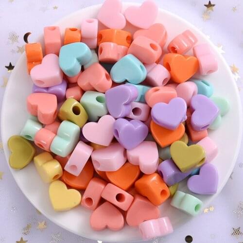 10-60Pcs Mixed Cute Cartoon Heart Shape Acrylic Beads Loose Spacer Beads For Handmade Making DIY Jewelry Bracelet Accessories