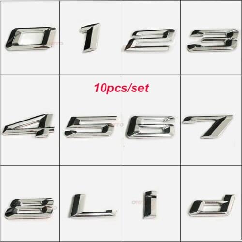 10pcs Refitting Rear Boot Trunk Emblem lettering Badges sticker For Arabic Numbers Decals DIY Badge 0 1 2 3 4 5 6 7 8 D/L/i