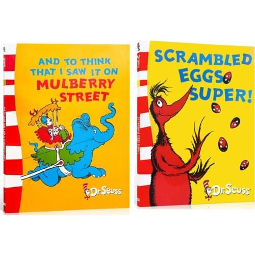 2 Books SCRAMBLED EGGS SUPER/AND TO THINK THAT I SAW IT ON MULBERRY STREET Dr.Seuss Series Children English Story Picture Book