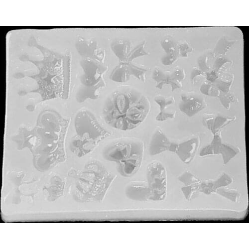 3D Love bow crown shape epoxy resin ultraviolet glue process silicone mould creative DIY art pendant brooch jewelry tools manual