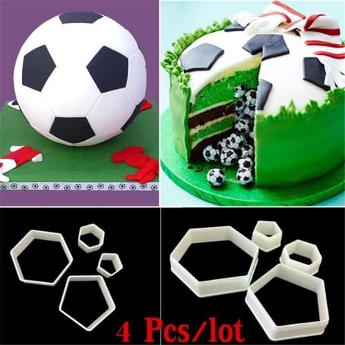 4 Pcs/lot Football Plastic Cutter Fondant Cutter Cookies Cutter Embosser Tool Set Mold Cake Decorating Tool Sugarcraft Bakeware