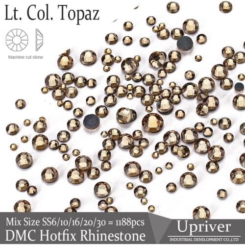 Upriver Light Color Topaz All Sizes Mix Sizes Iron On Hotfix Rhinestones DMC Strass For Garment