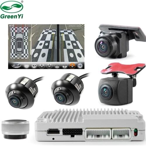 GreenYi 360° 3D Car Multi-angle Camera Super Panoramic DVR SVM Bird Eye Surround View Parking System AHD HDMI-compatible VGA