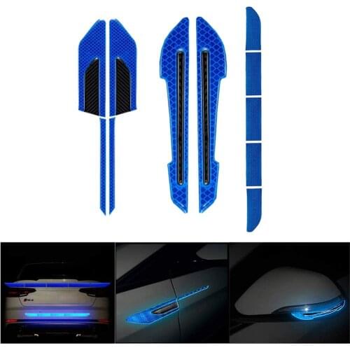 Automotive Reflective Car Side Mirror and Fiber Side Door Fender Reflective Warning Molding Trim Sticker Safety Markers (Blue)