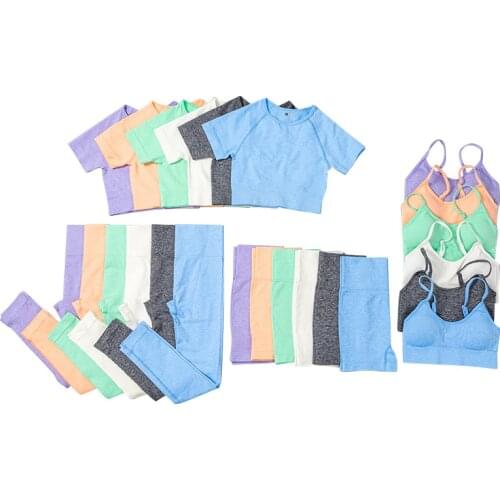 SDFHSFH Seamless Leggings Women Yoga Bra+Shorts+Leggings Gym Fitness Sportswear Summer Clothes Womens Workout Sport Set