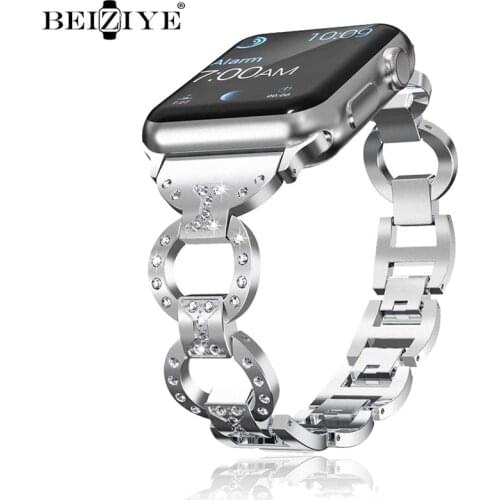 Luxury Metal Diamond Strap For Apple Watch Band 42mm 38mm iwatch 40mm 44mm Series SE 6 5 4 3 Stainless Steel Bracelet Wristband