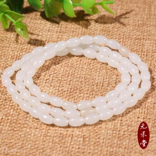 Jade seed material rice bead necklace bracelet can be hung on the neck, and the light can be passed around the hand