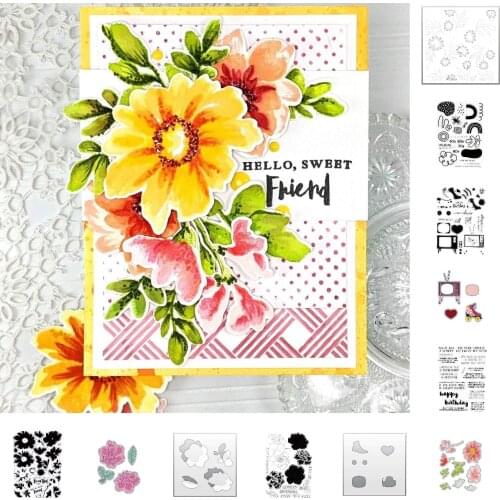 Flower Rainbow Clouds Metal Cutting Dice And Stamps Stencils For Scrapbooking Stencil Embossing Mold DIY Paper Cards Craft