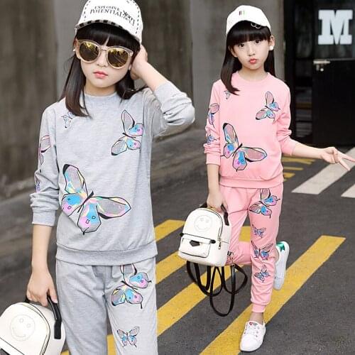 Children Clothing Autumn Spring Girls Clothes Set Print T-shirt +Pants Outfits Kids Tracksuit For Girls Suit 4 6 8 9 10 12 Years