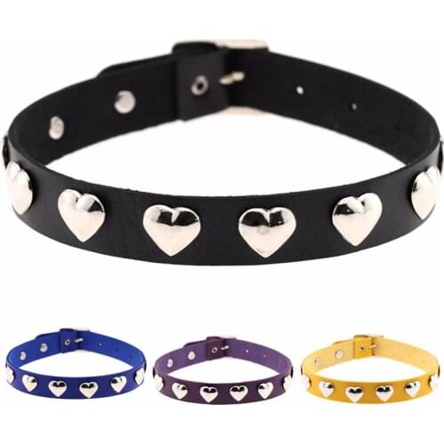 DIEZI New Arrival Harajuku Harness Anime Necklaces Silver Color Heart Metal Goth Choker Collar Necklace For Women Men Jewelry