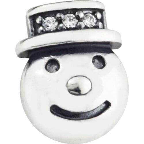 DIY Beads for Jewelry Making Sterling-Silver-Jewelry Happy Snowman Petite Bead Charms Silver 925 Berloque Perles Women