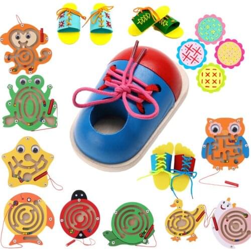 DIY Kids Eva Clock Learning Education Fashion Toddler Lacing Shoes Montessori Kids Wooden Toys Children Toys