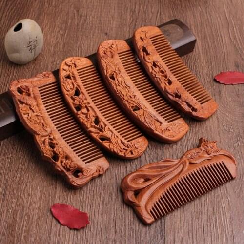 Rosewood comb double-sided carved rosewood comb Anti-static comb Wood