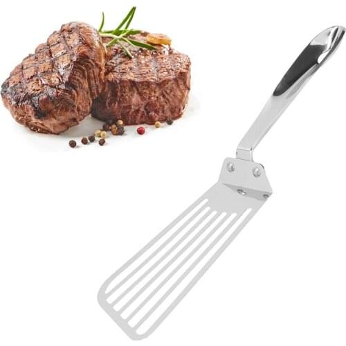 Hot Stainless Steel Slotted Spatula Fish Slice Slotted Turner Spatula Fried Steak Drain Spatula Kitchen Cooking Tool