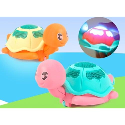 HX5D Pool Bath Toy Wind-Up Clockwork Pull String Moving Turtle LED Light Animal Toy