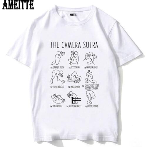 Specialty Photographic Action Print T Shirt Funny The Camera Sutra Design Men And Women White Short Sleeve Hip Hop Tee shirt
