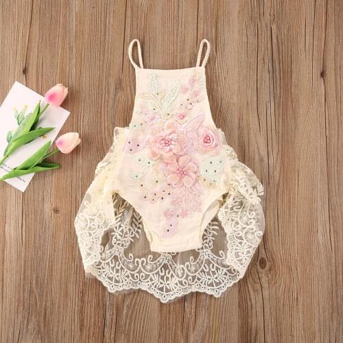 Lace Crochet Newborn Romper Infant Photography Props Baby Girl Sleeveless Lace Sleeveless Halter Romper Newborn Clothes Gifts
