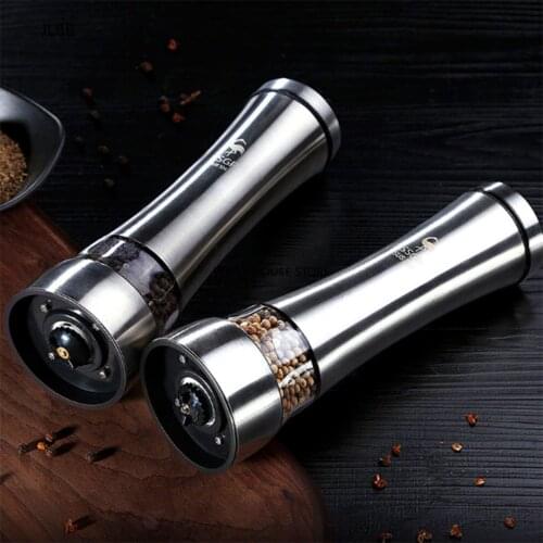 Pepper Mill 304 Stainless Steel Salt Grinder Kitchen Accessories Tool Spice Gadgets Cooking Adjustable Ceramic Core Dropshipping