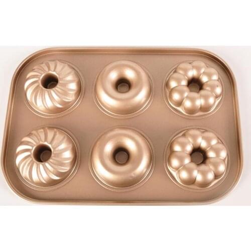 Metal Cake Pan 6 Holes 3 models Solid Color Doughnut Baking Mold Kitchen Bagel Mold DIY Baking Tools Accessories