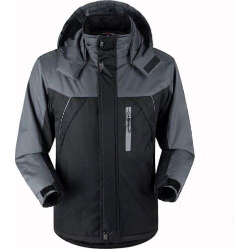 L-6XL Fashion Mens Plush Windproof Outdoor Male Warm Cotton Coat Large Waterproof Coat Windbreaker Winter Cotton Coat 8110915