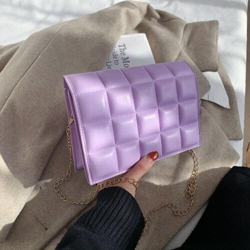 Fashion Women Lattice Pattern Shoulder Handbag Portable PU Leather Envelope Crossbody Bag Women Street Square Purse for 2021 New