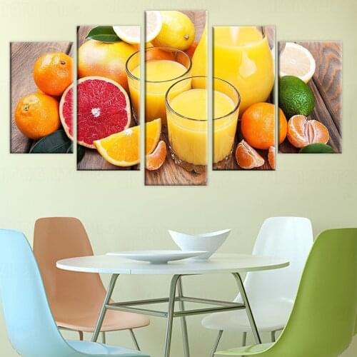 Printed 5 Panel Fruit Landscape Picture Modular Painting Modern Wall Art Home Decor Artwork Canvas For Living Room Framed