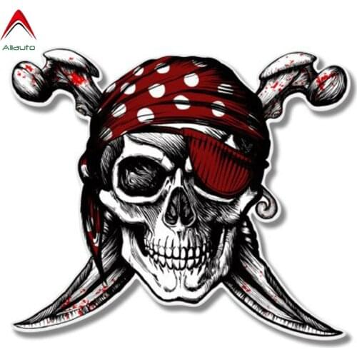 Aliauto Personality Car Sticker Pirate Skull Jolly Roger Retro-reflective Creative Waterproof Accessories PVC Decal,12*10cm