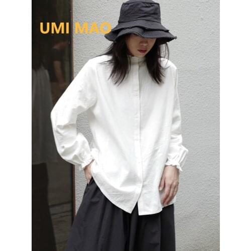 UMI MAO 2021 New Yamamoto Niche Designer Models Dark Japanese Front Back Wear Fungus Collar Female Long-sleeved Shirt Retro