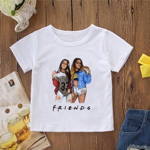 New Arrival Boy Tshirts Kids Me And My Good Friends Girls Tops Fashion Girlfriends T-shirt Design Round Neck Baby Short Sleeves