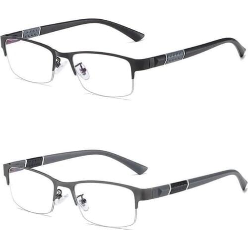 Fashion Men Anti-Blue Light Business Reading Glasses Vintage Half Frame Eye Protection Ultra Light Office Eyeglasses