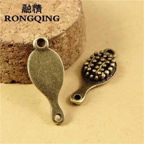 RONGQING 50pcs/lot 27*11MM Round Comb Charms Bronze Handmade Craft Jewelry Findings