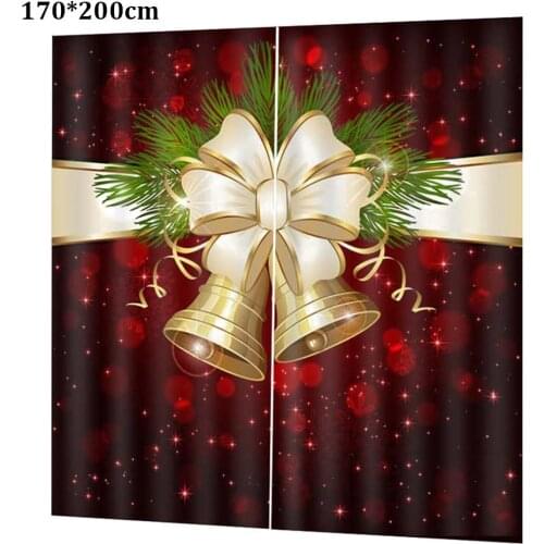 Christmas Decoration Digital Printing Bell Curtains Thickened Waterproof Curtains Living Room Bedroom Curtain