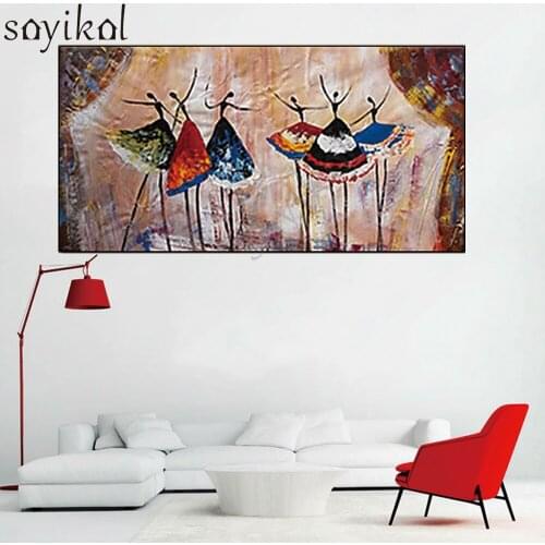 Hand Painted Oil Painting On Canvas Handmade Textured Ballet Dance Picture Wall Art Abstract Oil Paintings Dance Girl Home Decor