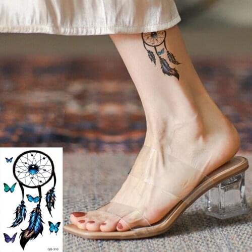 Waterproof Temporary Tattoo Stickers Plume Bells fake Tattoo Geometric Animal Flash Tattoo Hand Back Foot for Girl Women Men