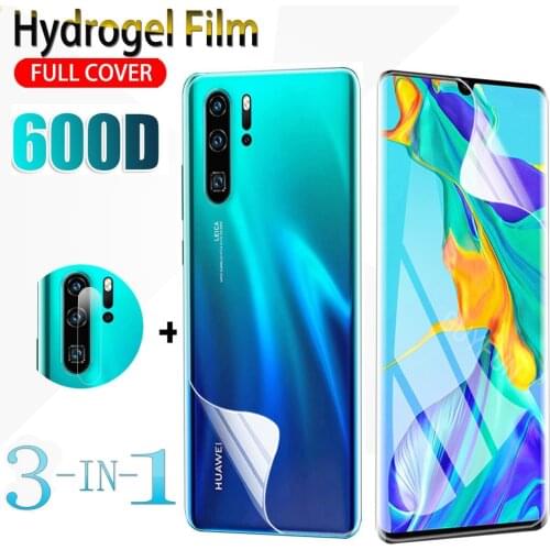 3 in 1 Protective Film On For Huawei P30 Pro P40 P40 Lite Screen Protector For Huawei Y7 Y9 Prime 2019 Hydrogel Film Not Glass