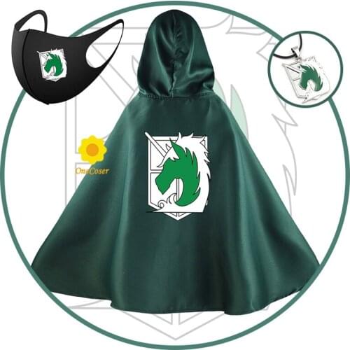 Anime Attack on Titan Cosplay Green Cloak Military Police Shingeki No Kyojin Hitch Dreyse Gendarmerie Nile Dawk Hooded Cape