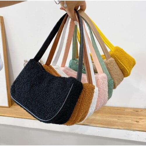 2021 Autumn Winter Fashion New Female Square Tote bag Quality Woolen Womens Designer Handbag Ladies Underarm Shoulder Bags
