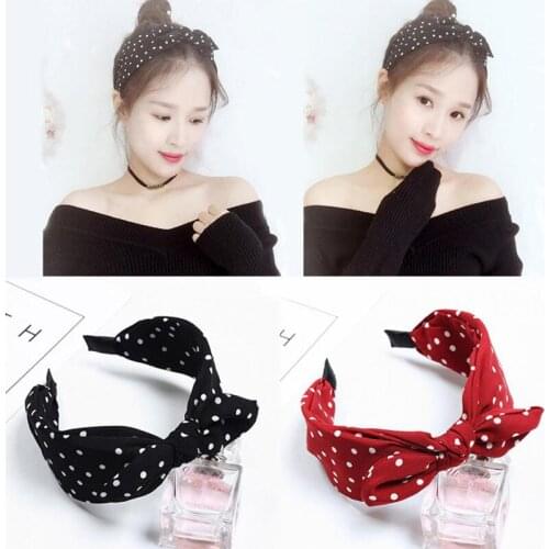 1 PC New Arrivals Women Hair Accessories Headdress Bow Rabbit Ears Headbands Sweet Simple Width Hair Band Dot Headbands Female