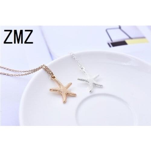 ZMZ 30pcs/lot 2018 fashion jewelry gold/silver sea star pendant cute lovely outdoor necklace for women party gift for friends