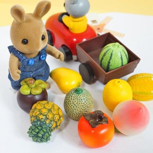 1/12 Doll House Miniature Accessories Simulation Kitchen Toys 10 PC Forest Family Animal Fruit Decoration Kit Pretend Play Toy