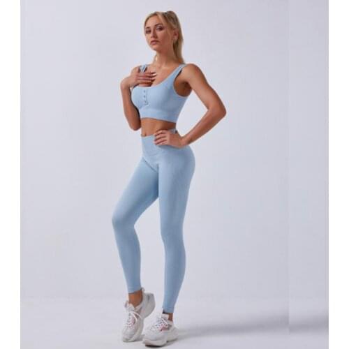 2PCS Sports Suits Women Seamless Yoga Sets Running Fitness Gym Pants High Waist Push up Sport Leggings Workout Running Pants