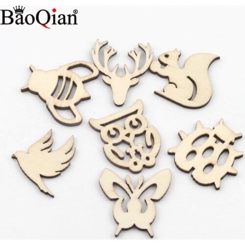 20pcs Mix Animals Shape Wooden Home Decoration Handmade Hanging Ornament Accessory Scrapbooking Craft DIY 30mm