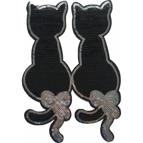 22 X 15 CM Cartoon Sequins Animal Cat Motif Pattern Embroidered Patches Sewing Iron On For Cloth DIY Hand Crafts Applique