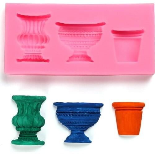 3D Vase Cup Flower Pots Silicone Cake Mould Fondant Chocolate Candy Dessert Decoration Baking Tools DIY Handmade Soap Mold