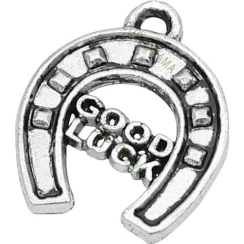 80pcs- Horse Shoe Charms, Antique Tibetan Silver Lucky HorseShoe Pendants,Good Luck, Horse, Jewelry Making 17x14mm