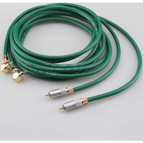 A54 Silver-Plated 6N OFC HIFI RCA Male to Male Audio Cable, Gold Plated Plugs Right Angled RCA Male to Male Extension Cord