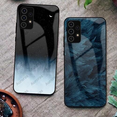 Auroras For Samsung A32 5G Tempered Glass Case Marble Print With Soft TPU Frame Cover For Samsung Galaxy A72 A52 Case