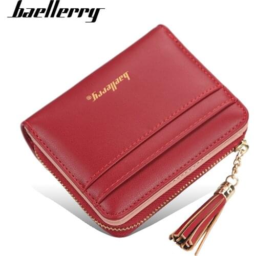 Baellerry Women Short Wallets Korean Version Multi-card Driver License Coin Purse Fashion Tassel Buckle Handbag