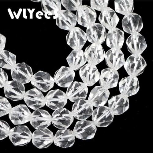 Natural White Crystal beads Big Faceted Spacer Loose beadsfor Jewelry Making DIY Handmade Bracelet Necklace accessories 8MM 15"