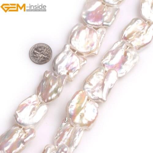 Gem-inside Natural Big Large White Purple Stick Point Biwa Freshwater Cultured Pearls Beads for Jewelry Making15'' DIY